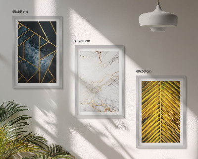 Three-piece wall art piece Geometric patterns and vegetation