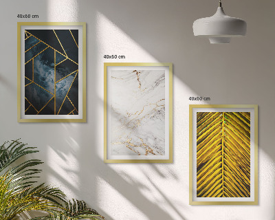 Three-piece wall art piece Geometric patterns and vegetation