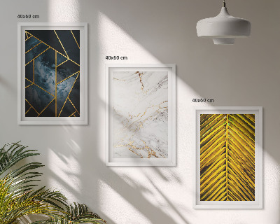 Three-piece wall art piece Geometric patterns and vegetation