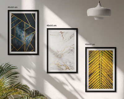 Three-piece wall art piece Geometric patterns and vegetation