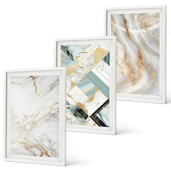 Three-piece wall art set with elegant marble patterns