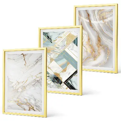 Three-piece wall art set with elegant marble patterns