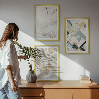 Three-piece wall art piece Elegant marble patterns