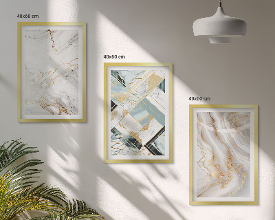 Three-piece wall art piece Elegant marble patterns