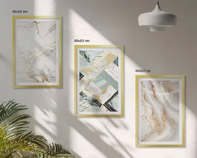 Three-piece wall art set with elegant marble patterns