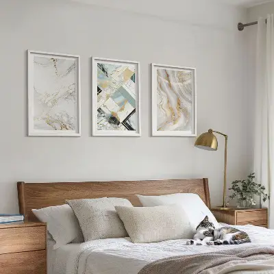 Three-piece wall art set with elegant marble patterns