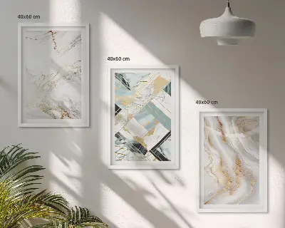 Three-piece wall art set with elegant marble patterns