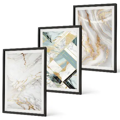 Three-piece wall art set with elegant marble patterns
