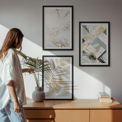 Three-piece wall art piece Elegant marble patterns
