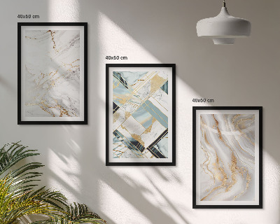 Three-piece wall art piece Elegant marble patterns