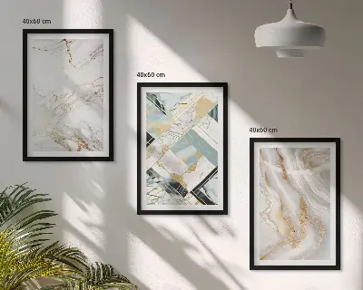 Three-piece wall art set with elegant marble patterns