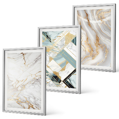 Three-piece wall art piece Elegant marble patterns