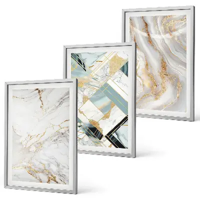 Three-piece wall art set with elegant marble patterns