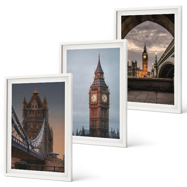 Wall art set London Bridge Big Ben clock