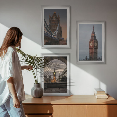 Wall art set London Bridge Big Ben clock
