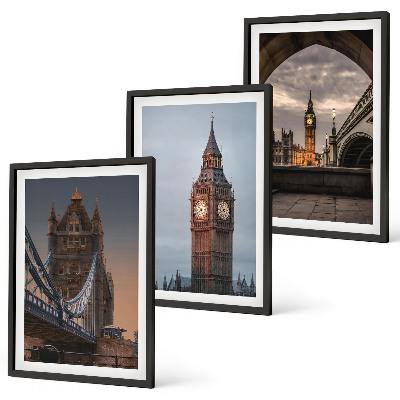 Wall art set London Bridge Big Ben clock