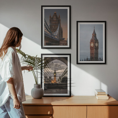 Wall art set London Bridge Big Ben clock