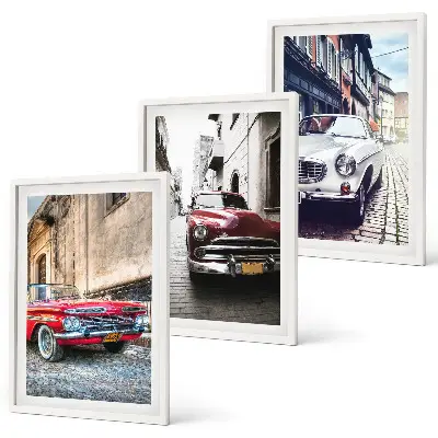 Classic cars in cities wall art set of 3 framed pieces