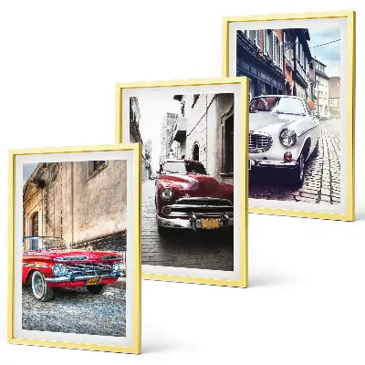 Classic cars in cities wall art set of 3 framed pieces