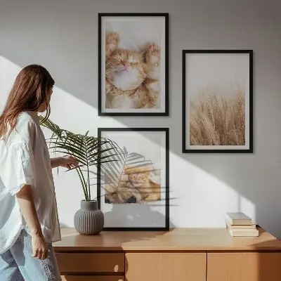 Wall art set cute cats and dogs boho style