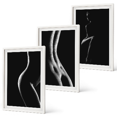 Three-piece wall art piece Black and white female silhouettes