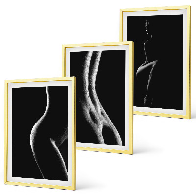 Three-piece wall art piece Black and white female silhouettes