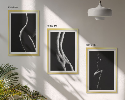 Three-piece wall art piece Black and white female silhouettes