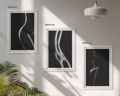 Three-piece wall art piece Black and white female silhouettes