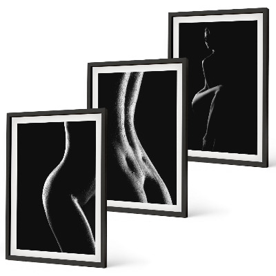 Three-piece wall art piece Black and white female silhouettes