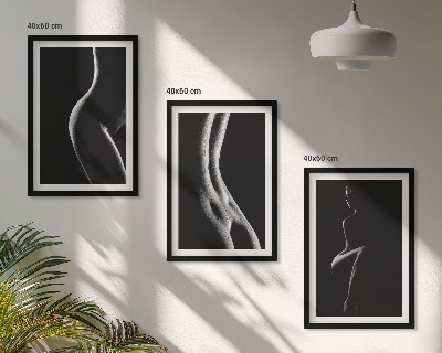 Three-piece wall art piece Black and white female silhouettes