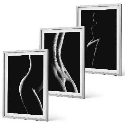 Three-piece wall art piece Black and white female silhouettes