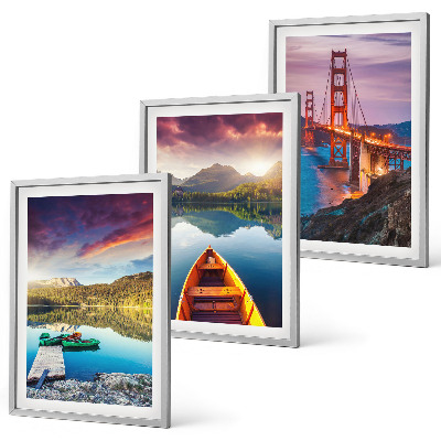 Set of 3 framed wall art pieces Mountain views of the lake and bridges