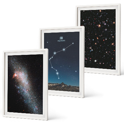 Three-piece wall art piece Galaxy space Aquarius