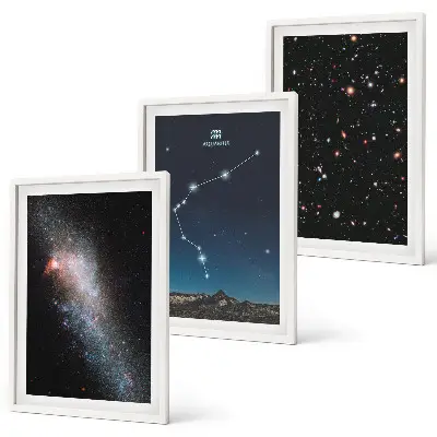 Galaxy space Aquarius wall art three-piece set