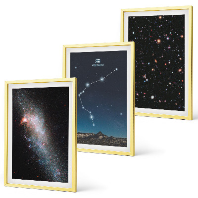 Three-piece wall art piece Galaxy space Aquarius