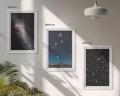Galaxy space Aquarius wall art three-piece set