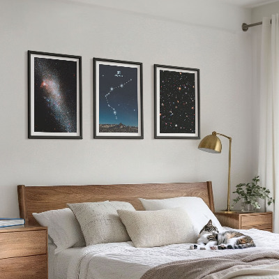 Three-piece wall art piece Galaxy space Aquarius