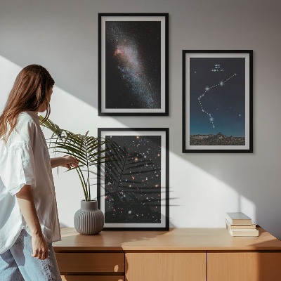 Three-piece wall art piece Galaxy space Aquarius