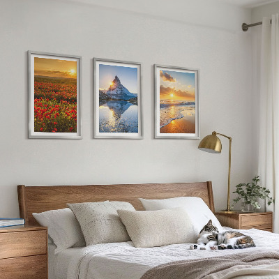 Three-piece wall art piece Landscapes of mountains and seas in the west