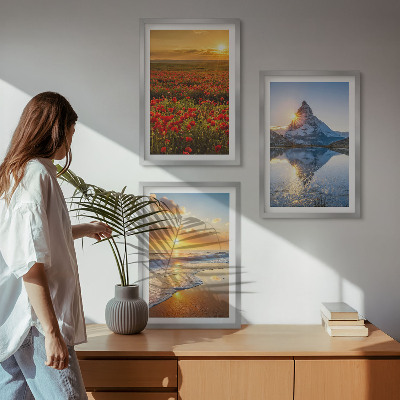 Three-piece wall art piece Landscapes of mountains and seas in the west