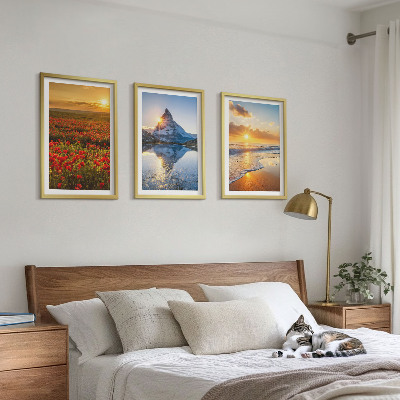 Three-piece wall art piece Landscapes of mountains and seas in the west