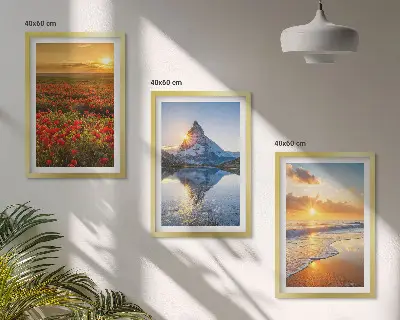 Three-piece mountain and sea landscape wall art scenic western landscape depiction