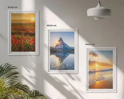 Three-piece mountain and sea landscape wall art scenic western landscape depiction