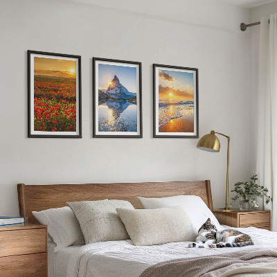 Three-piece wall art piece Landscapes of mountains and seas in the west