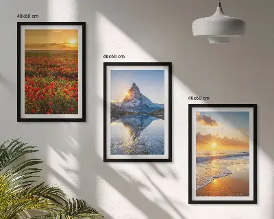 Three-piece mountain and sea landscape wall art scenic western landscape depiction