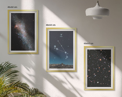 Set of 3 framed wall art pieces Cosmic landscapes of galaxies
