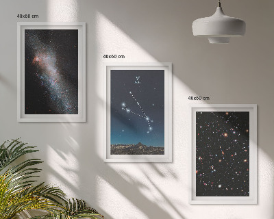 Set of 3 framed wall art pieces Cosmic landscapes of galaxies