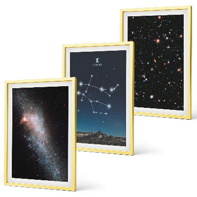 Three-piece wall art piece Gemini zodiac galaxy