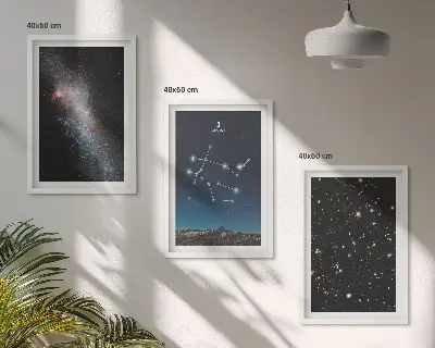 Gemini zodiac galaxy wall art three-piece set