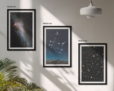 Three-piece wall art piece Gemini zodiac galaxy